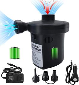 img 4 attached to 🔌 Rechargeable Electric Air Pump for Inflatables - Portable Quick-Fill Inflator/Deflator Pump with 3 Nozzles for Air Mattress, Pool Floats, Air Beds, Boats - 110V AC/12V DC - Includes 3x1500mAH Battery