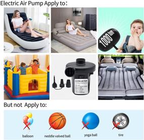 img 3 attached to 🔌 Rechargeable Electric Air Pump for Inflatables - Portable Quick-Fill Inflator/Deflator Pump with 3 Nozzles for Air Mattress, Pool Floats, Air Beds, Boats - 110V AC/12V DC - Includes 3x1500mAH Battery