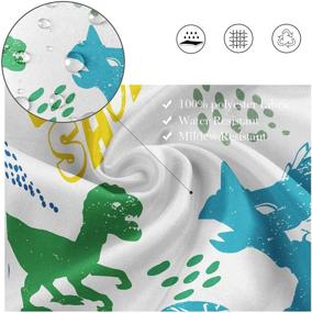 img 3 attached to Kikiry Dinosaur Shower Curtain: Colorful Cartoon Animal Design for Kids - Waterproof Polyester Fabric with 12 Pack Hooks - Perfect for Boys' Bathrooms