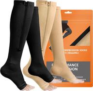 🧦 ultimate comfort and support: zipper compression socks - 2 pairs of open toe compression stockings for men and women логотип