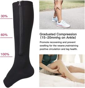 img 2 attached to 🧦 Ultimate Comfort and Support: Zipper Compression Socks - 2 Pairs of Open Toe Compression Stockings for Men and Women