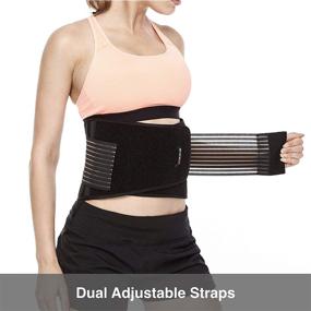 img 3 attached to Breathable Back Support Brace by BraceUP for Men and Women - Lumbar Waist Belt for Sciatica, Herniated Disc, Scoliosis Pain Relief, Heavy Lifting - Dual Adjustable Straps (L/XL)