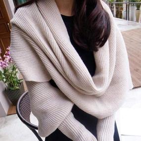 img 1 attached to 🧣 Unisex Sweater with Sleeves: Autumn Winter Knit Blanket Long Shawl Scarf Wrap