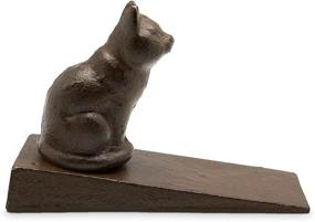 img 4 attached to 🐱 Linda Cat Door Stopper by Trovety - Cast Iron Figurine Door Stopper - Prevent Noisy Door Bangs - Keep Doors Open - Decorative Rustic Door Stopper (Sitting Cat)