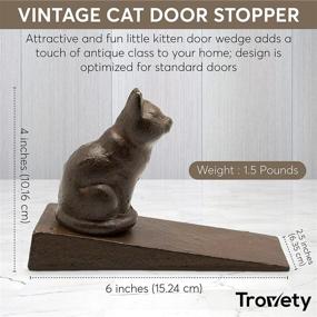 img 3 attached to 🐱 Linda Cat Door Stopper by Trovety - Cast Iron Figurine Door Stopper - Prevent Noisy Door Bangs - Keep Doors Open - Decorative Rustic Door Stopper (Sitting Cat)