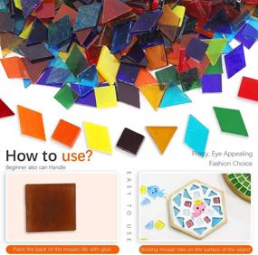 img 1 attached to 🎨 Rustark 450g Mosaic Tiles Supplies with Assorted Color, Shape, & Stained Transparent Glass - Bulk Mosaic Assortment Kit for DIY Arts & Home Decoration, Triangle, Square, Rhombus - Includes Storage Case