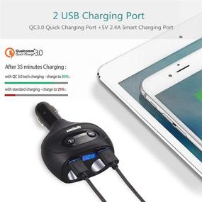 img 2 attached to 🚗 Powerful and Versatile Car Charger with 2 Sockets, QC3.0+5V 2.4A Dual USB, Switchable Voltage Display - Ideal for iPhone, iPad, and Android Devices!