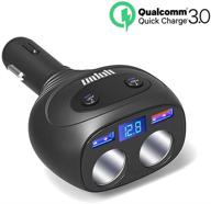 🚗 powerful and versatile car charger with 2 sockets, qc3.0+5v 2.4a dual usb, switchable voltage display - ideal for iphone, ipad, and android devices! logo