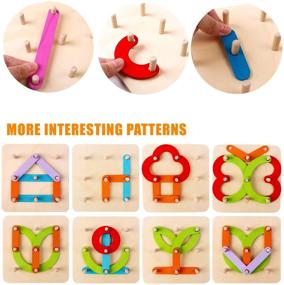 img 1 attached to 🧩 Kizh Wooden Construction Activity Set for Preschool: Educational Shape and Color Recognition Pegboard Sorter with Letters, Numbers, Board Blocks - Non-Toxic Toy for Toddlers, Kids, Boys, and Girls