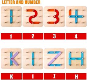 img 3 attached to 🧩 Kizh Wooden Construction Activity Set for Preschool: Educational Shape and Color Recognition Pegboard Sorter with Letters, Numbers, Board Blocks - Non-Toxic Toy for Toddlers, Kids, Boys, and Girls