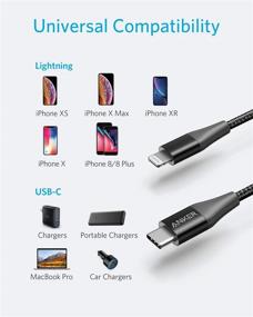 img 2 attached to Анкер Apple Mfi Certified USB C в кабель Lightning - Параллель II из нейлона, оплетенный кабель для iPhone 11/11 Pro/11 Pro Max/X/XS/XR/XS Max/8/8 Plus (3 фута, черный, упаковка из 2 штук)