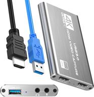 🎮 digitnow audio video capture card: 4k hdmi usb 3.0 адаптер для записи видеоигр, прямой трансляции и телевещания - поддержка камеры, ps4, xbox - серебристый логотип