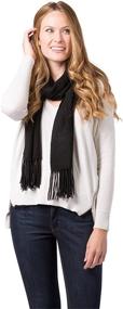 img 1 attached to 🧣 Fishers Finery Women's Fringed Cashmere Scarf - 100% Pure Knit, with Black Label Box