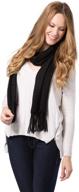 🧣 fishers finery women's fringed cashmere scarf - 100% pure knit, with black label box logo