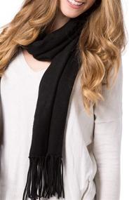 img 3 attached to 🧣 Fishers Finery Women's Fringed Cashmere Scarf - 100% Pure Knit, with Black Label Box