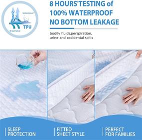 img 1 attached to 🛏️ Queen Premium Mattress Protector - Smooth 3D Air Bamboo Polyester Fabric, Waterproof & Ultra Soft Cover - Breathable Noiseless Bed Mattress Pad, Fitted Design, 8"-21" Deep Pocket