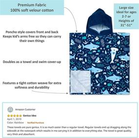 img 2 attached to 🦈 Baba & Bear Hooded Towel for Kids: Shark Swimsuit Cover Up for beach, pool, and bath