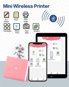 img 2 attached to M02 Mini Bluetooth Printer Gift Suit: Wireless Pocket Printer for Word, Home, and 🖨️ Study - Pink, with Three Sizes of Mixed Thermal Paper for iOS & Android Smart Phones