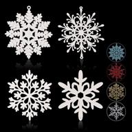 ❄️ sparkling snowflake ornaments: 40pcs white glitter snowflakes for christmas décor, xmas, holiday, and party hanging decorations логотип