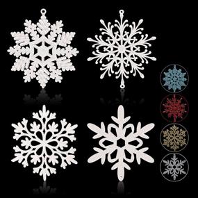 img 4 attached to ❄️ Sparkling Snowflake Ornaments: 40pcs White Glitter Snowflakes for Christmas Décor, Xmas, Holiday, and Party Hanging Decorations