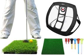 img 2 attached to 🏌️ MESIXI Pop Up Golf Chipping Net Bundle - Ultimate Golf Gifts for Men, Outdoor Indoor Putting Green Golfing Target Accessories Backyard Practice Swing Game with 15 Training Balls and Two Hitting Mats