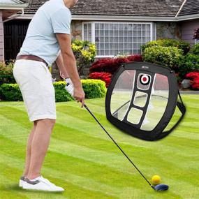 img 1 attached to 🏌️ MESIXI Pop Up Golf Chipping Net Bundle - Ultimate Golf Gifts for Men, Outdoor Indoor Putting Green Golfing Target Accessories Backyard Practice Swing Game with 15 Training Balls and Two Hitting Mats