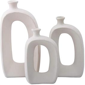 img 4 attached to 🏺 White Ceramic Vase Set - 3 Vases with Matte Design - Modern Home Decoration Accessories - Perfect for Vase Decor (LY688set)