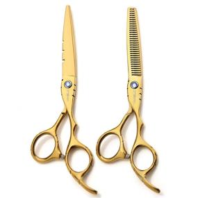 img 4 attached to 🏻 VANELC Hair Cutting Scissors Set 6 Inch - Thinning Scissors, Professional Barber Sharp Hair Scissors and Hairdressing Shears Kit for Cutting & Styling (2pcs, Golden)