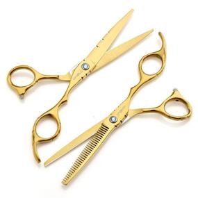 img 3 attached to 🏻 VANELC Hair Cutting Scissors Set 6 Inch - Thinning Scissors, Professional Barber Sharp Hair Scissors and Hairdressing Shears Kit for Cutting & Styling (2pcs, Golden)