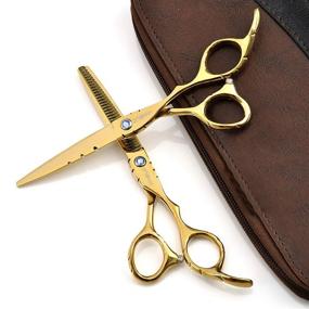 img 2 attached to 🏻 VANELC Hair Cutting Scissors Set 6 Inch - Thinning Scissors, Professional Barber Sharp Hair Scissors and Hairdressing Shears Kit for Cutting & Styling (2pcs, Golden)