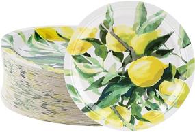 img 4 attached to 🍋 80-Count Lemon Party Paper Plates - Disposable Supplies for Appetizers, Lunch, Dinner, Desserts, Brunch, and Garden Parties - 9 x 9 Inches
