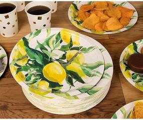 img 3 attached to 🍋 80-Count Lemon Party Paper Plates - Disposable Supplies for Appetizers, Lunch, Dinner, Desserts, Brunch, and Garden Parties - 9 x 9 Inches