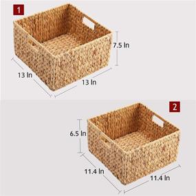 img 1 attached to 🧺 Hoonex Water Hyacinth Storage Baskets: Decorative Wicker Baskets, Set of 2, Natural