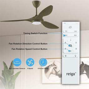 img 2 attached to 🌀 reiga 52-in Ceiling Fan with LED Light Kit: Sleek Remote Control, Reversible Motor, 6-Speed, Vintage Olive Green Design