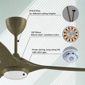 img 3 attached to 🌀 reiga 52-in Ceiling Fan with LED Light Kit: Sleek Remote Control, Reversible Motor, 6-Speed, Vintage Olive Green Design