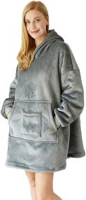 img 4 attached to 🧥 Oversized Blanket Hoodie Sweatshirt in Dark Grey - Wearable Sherpa Fleece TV-Blanket (Standard Size)