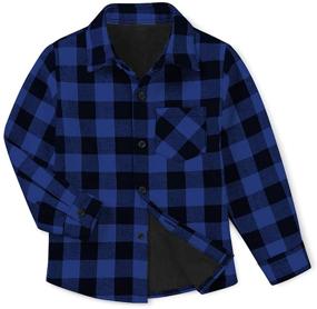 img 4 attached to 🧥 Warm Winter Plaid Button Down Shirt with Long Sleeves for Boys, Fleece-Lined