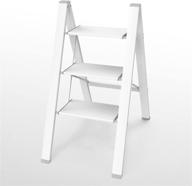 🪜 asoopher 3 step ladder - aluminum folding step stool with wide anti-slip pedal, 330 lbs capacity - lightweight & portable stepladder for household and office - white logo