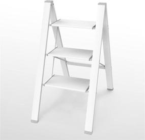 img 4 attached to 🪜 Asoopher 3 Step Ladder - Aluminum Folding Step Stool with Wide Anti-Slip Pedal, 330 lbs Capacity - Lightweight & Portable Stepladder for Household and Office - White