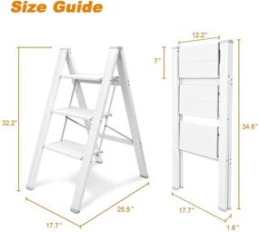 img 1 attached to 🪜 Asoopher 3 Step Ladder - Aluminum Folding Step Stool with Wide Anti-Slip Pedal, 330 lbs Capacity - Lightweight & Portable Stepladder for Household and Office - White
