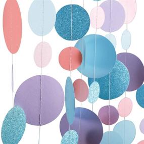 img 1 attached to 🧜 Fonder Mols Coral Teal and Purple Circle Dots Paper Garlands: Mesmerizing Mermaid Under The Sea Party Streamers for Teal Bridal Shower, Baby Shower, Birthday Decorations