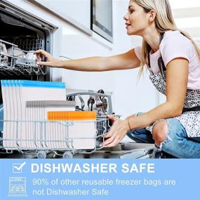 img 3 attached to 👜 24-Pack Dishwasher Safe Reusable Storage Bags: Extra Thick, BPA-Free, Leakproof Freezer Bags for Food (6 Gallon, 9 Snack, 9 Sandwich Bags)