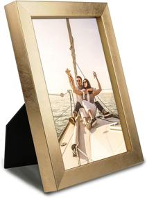 img 4 attached to 📸 Mimosa Moments Gold Metallic Picture Frame with Brushed Satin Finish - 5x7" Desk Photo Display