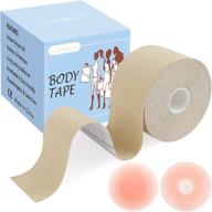 🎀 laneco breast lift tape, bob tape for large breasts, 23 feet extra-long roll booby tape with 2pcs reusable nipple covers, body tape for a-g cup size, sweatproof & comfortable logo