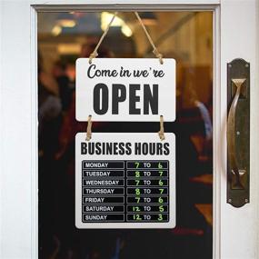 img 1 attached to Excello Global Products Business Hours Hanging Chalkboard White Welcome Chalk Boards For Restaurant Door Sign (Double Sided Open/Closed) Hangable &Amp
