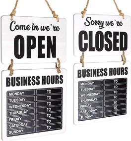 img 4 attached to Excello Global Products Business Hours Hanging Chalkboard White Welcome Chalk Boards For Restaurant Door Sign (Double Sided Open/Closed) Hangable &Amp