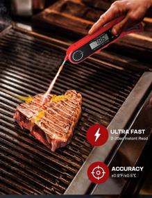 img 2 attached to 🌡️ Digital Instant Read Meat Thermometer with Dual Probe, Backlight, Magnet, Calibration - Ideal for Cooking, Kitchen, Deep Frying, Grilling, Candy, Turkey (Bright Red)