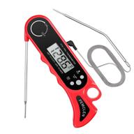 🌡️ digital instant read meat thermometer with dual probe, backlight, magnet, calibration - ideal for cooking, kitchen, deep frying, grilling, candy, turkey (bright red) logo