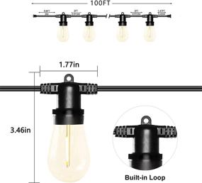 img 3 attached to 🌟 BRTLX Outdoor String Lights - 100Ft S14 LED String Patio Lights, IP65 Waterproof with 30 Hanging Sockets and 32 x 1W Energy Saving LED Bulbs (2 Spare), E26 Base, Warm White 2700K for Cafe Porch