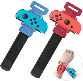 img 4 attached to 🕺 Adjustable Elastic Dance Straps 2 Pack for Just Dance 2022, 2021, 2020 on Nintendo Switch – Upgraded Wrist Bands for Kids and Adults (Red/Blue), YUANHOT Compatible with Switch Controllers